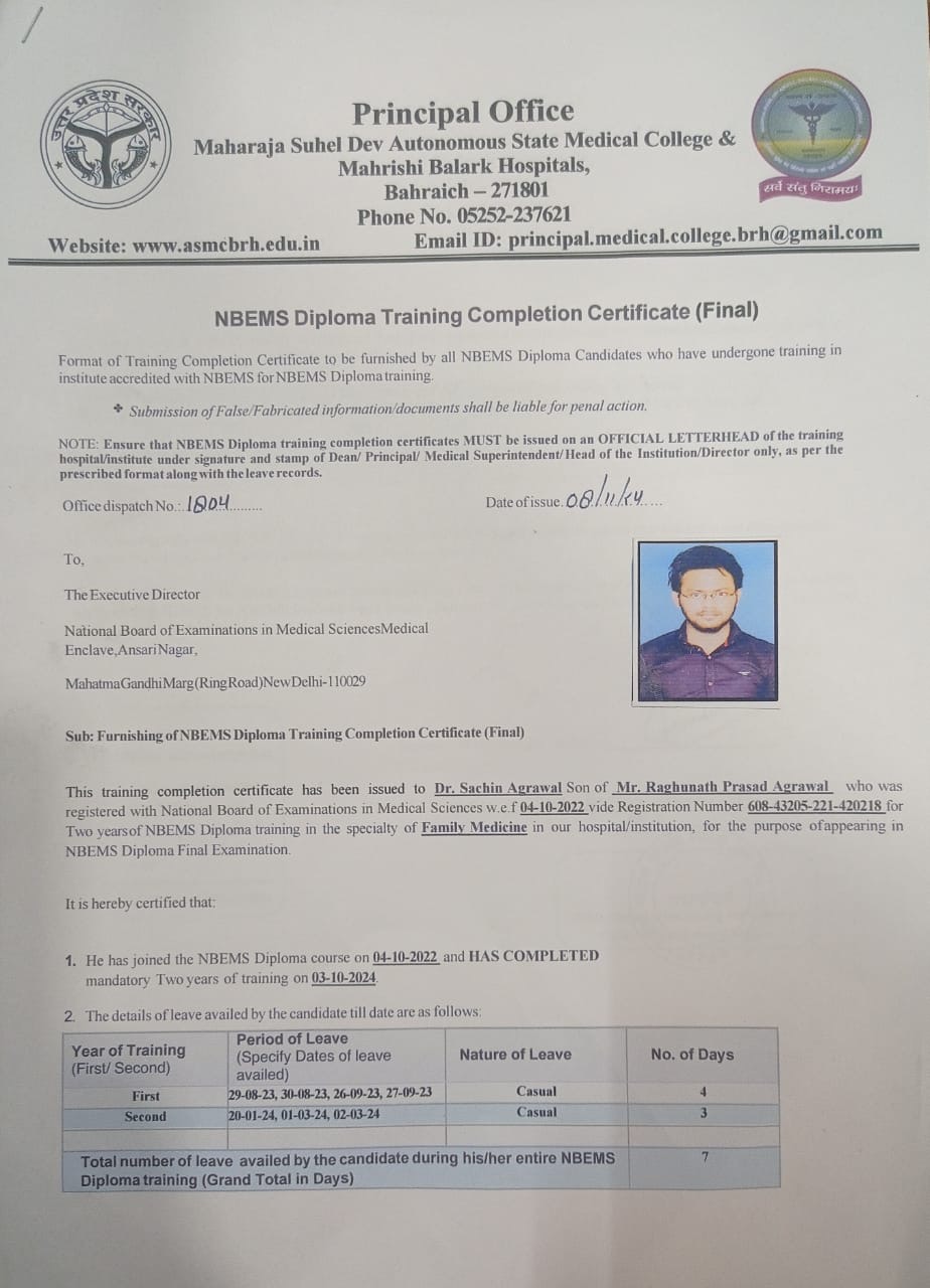 Doctor's certificate
