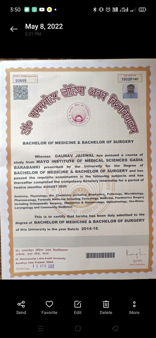 Doctor's certificate