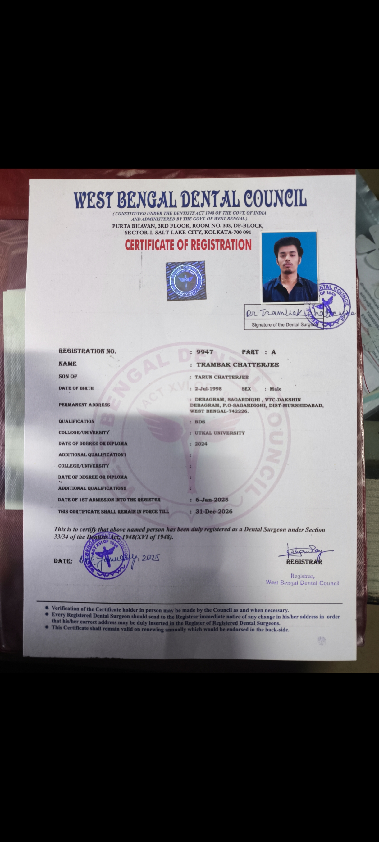 Doctor's certificate