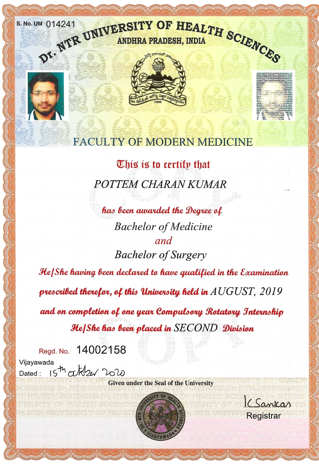 Doctor's certificate