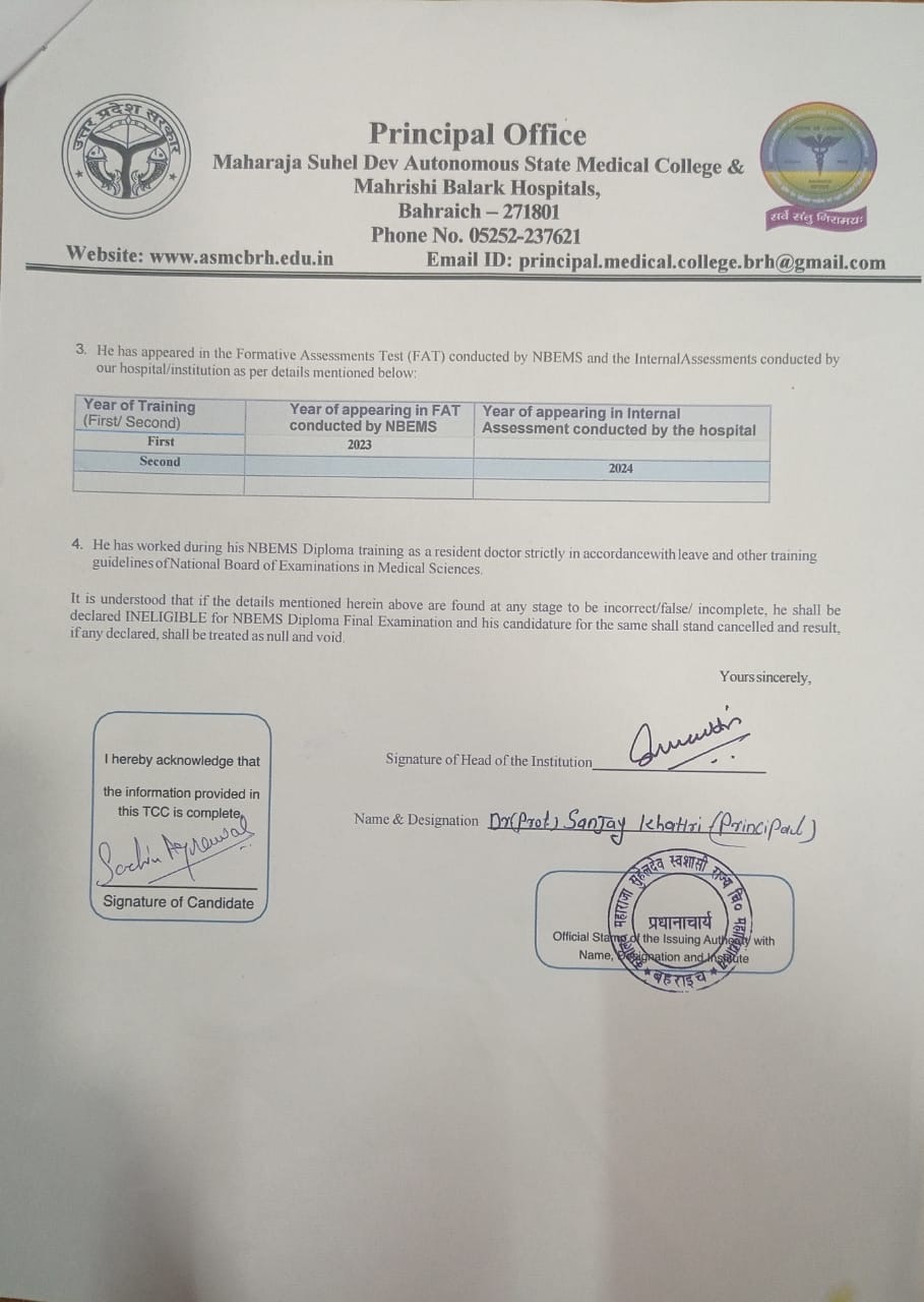 Doctor's certificate