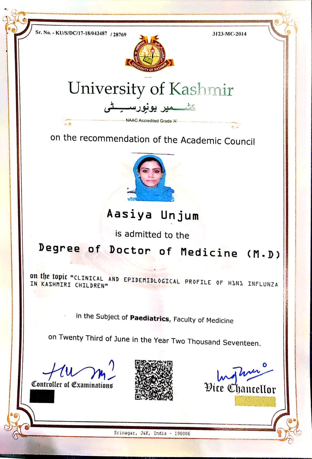 Doctor's certificate