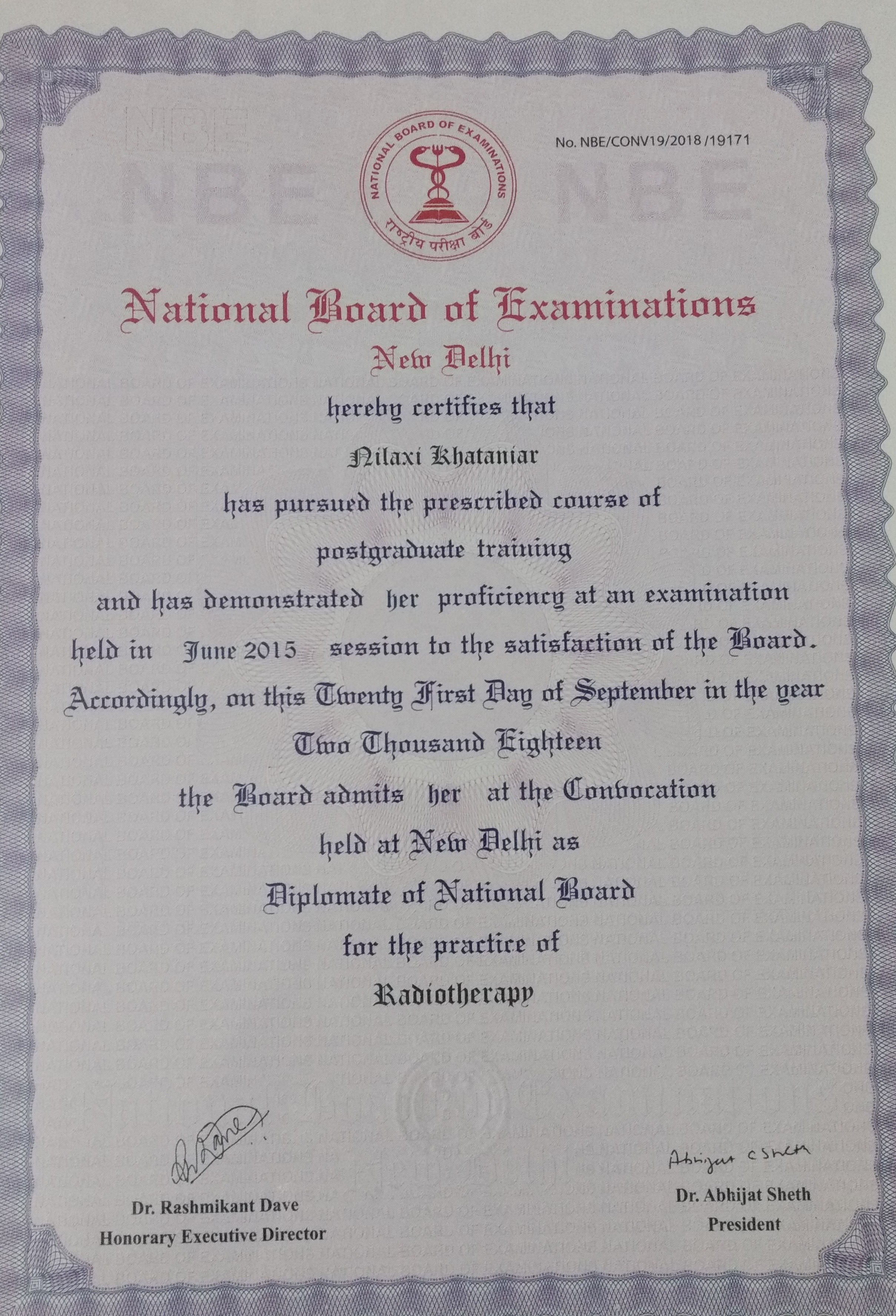 Doctor's certificate