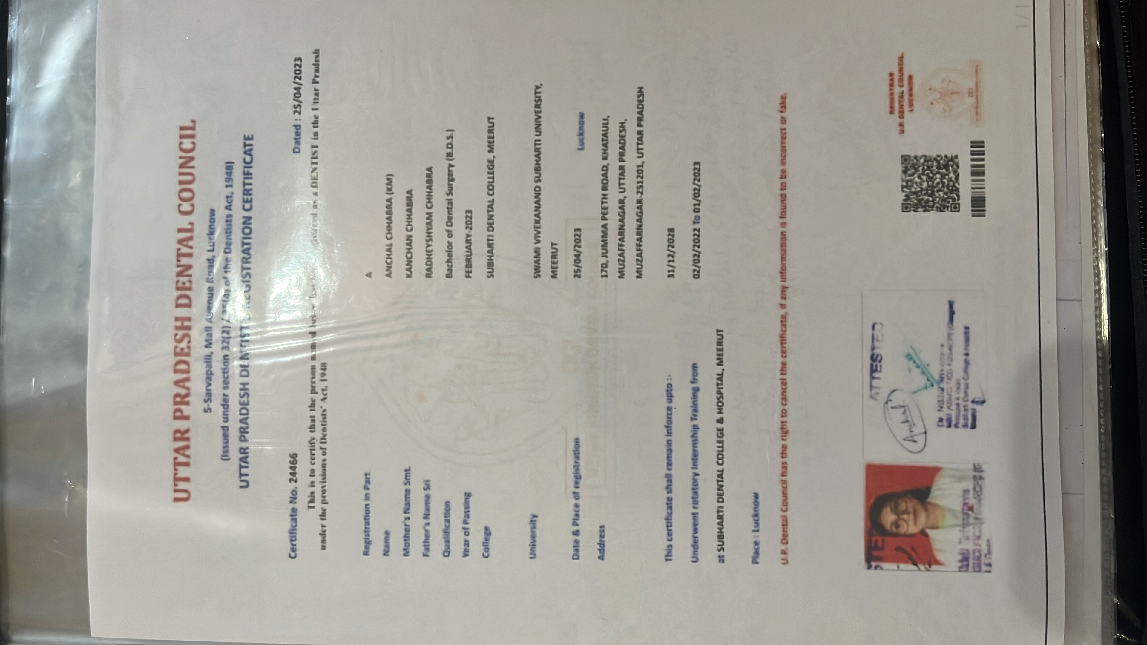 Doctor's certificate