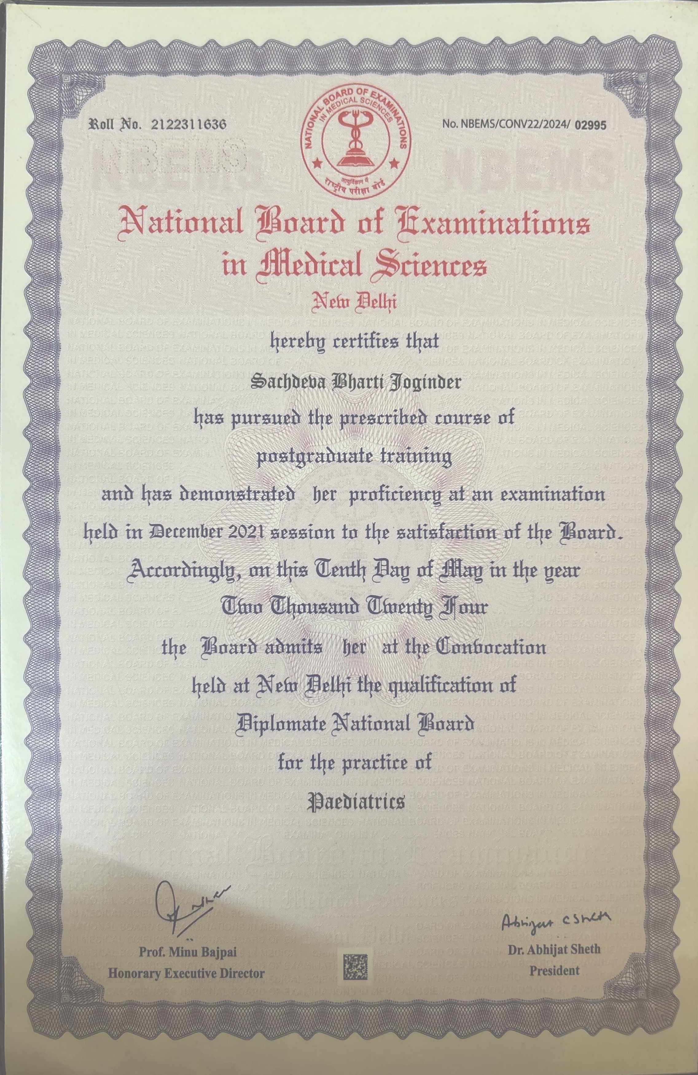 Doctor's certificate