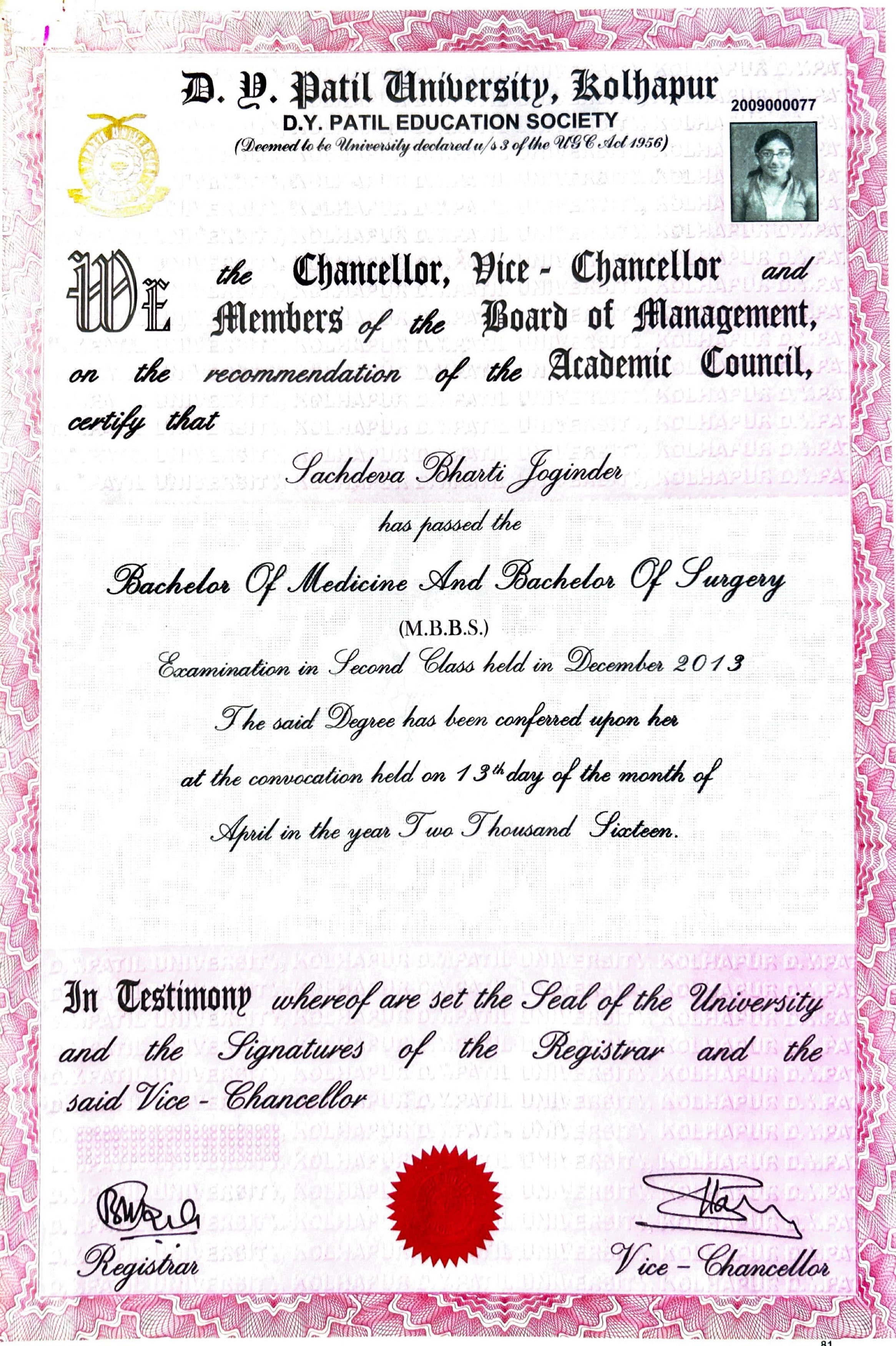 Doctor's certificate