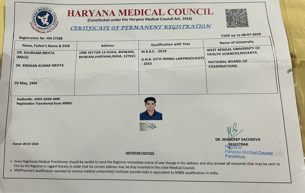 Doctor's certificate