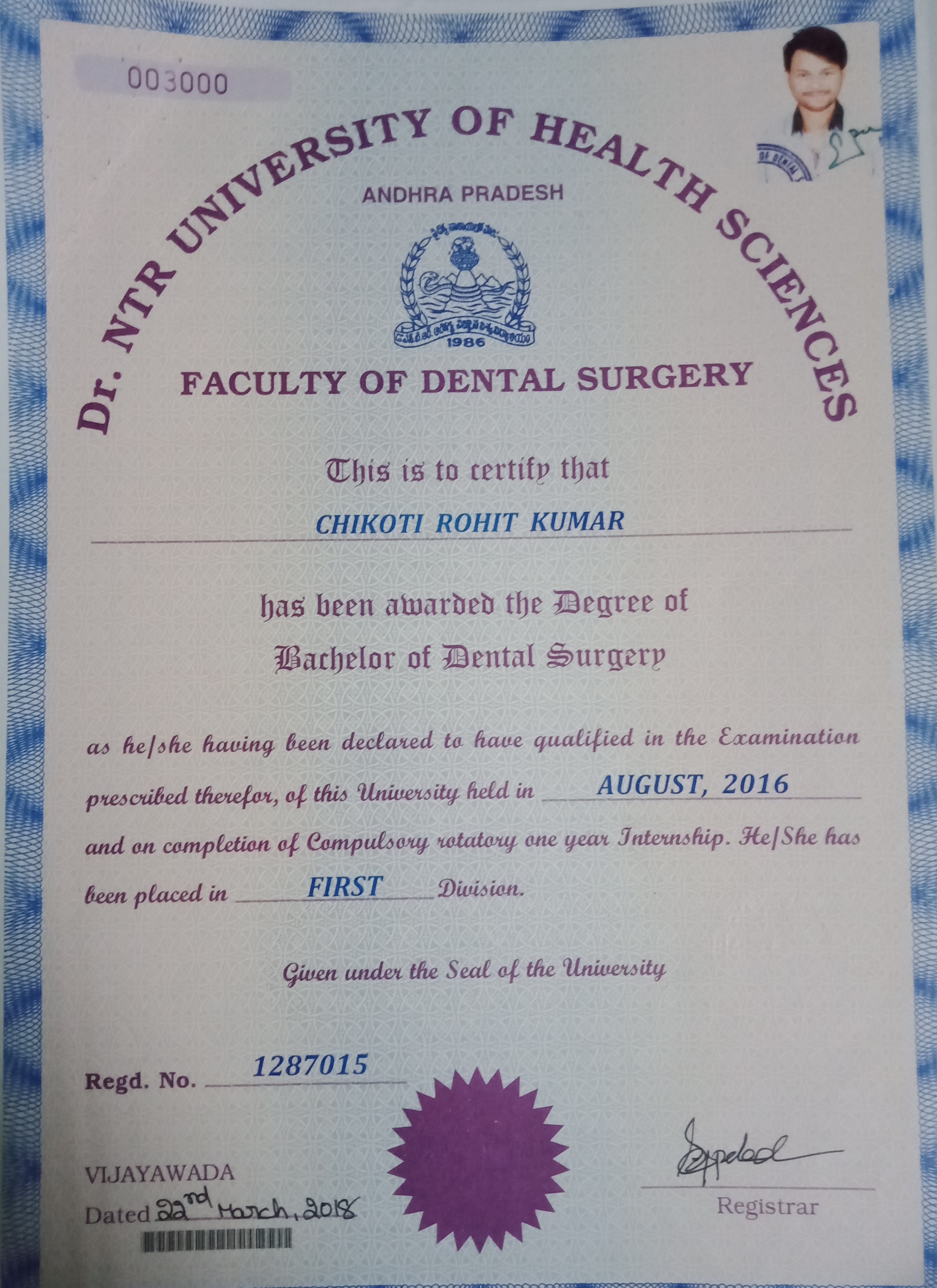Doctor's certificate