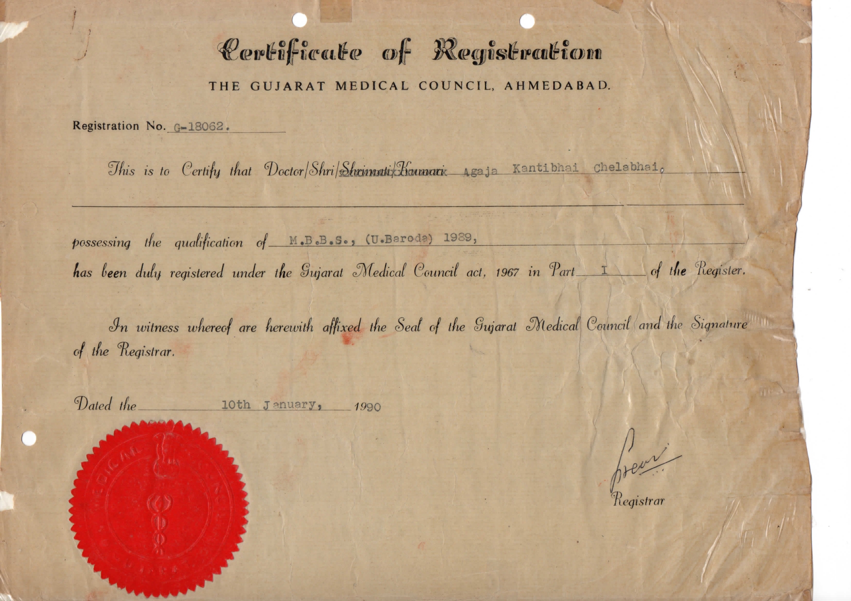 Doctor's certificate