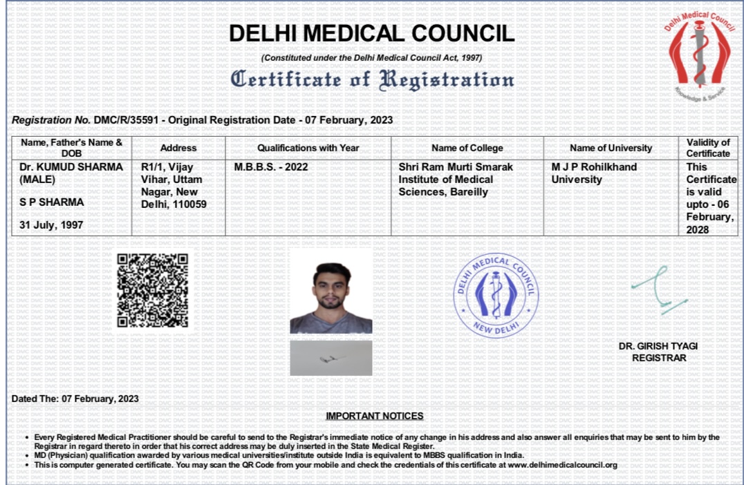 Doctor's certificate