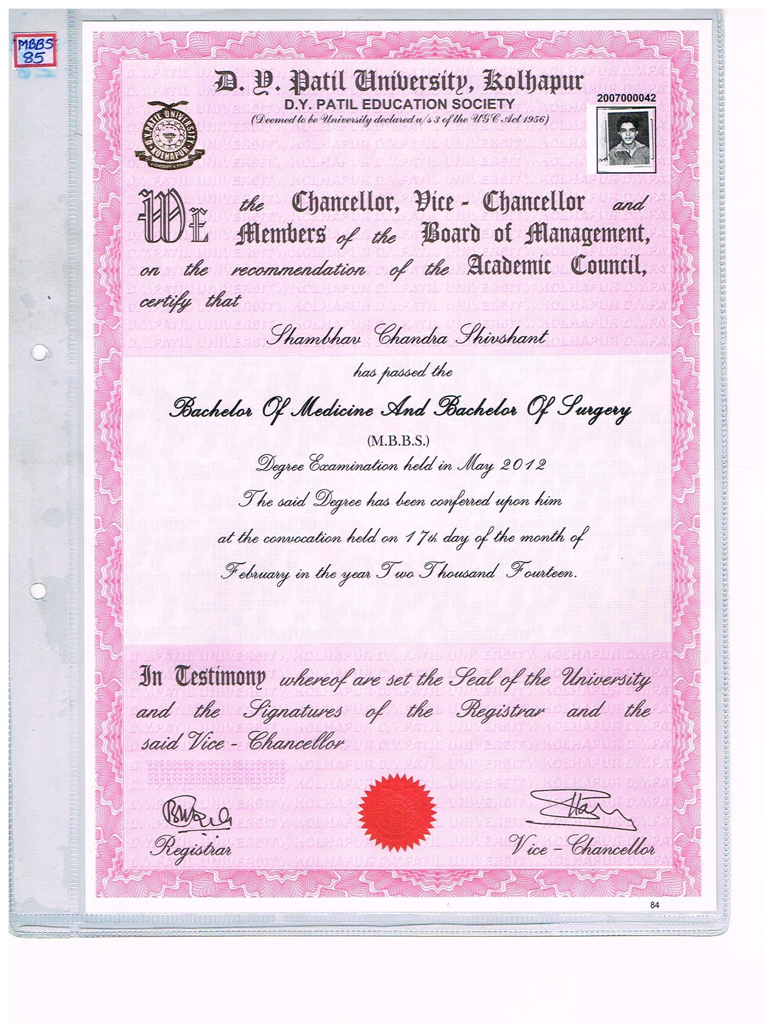 Doctor's certificate