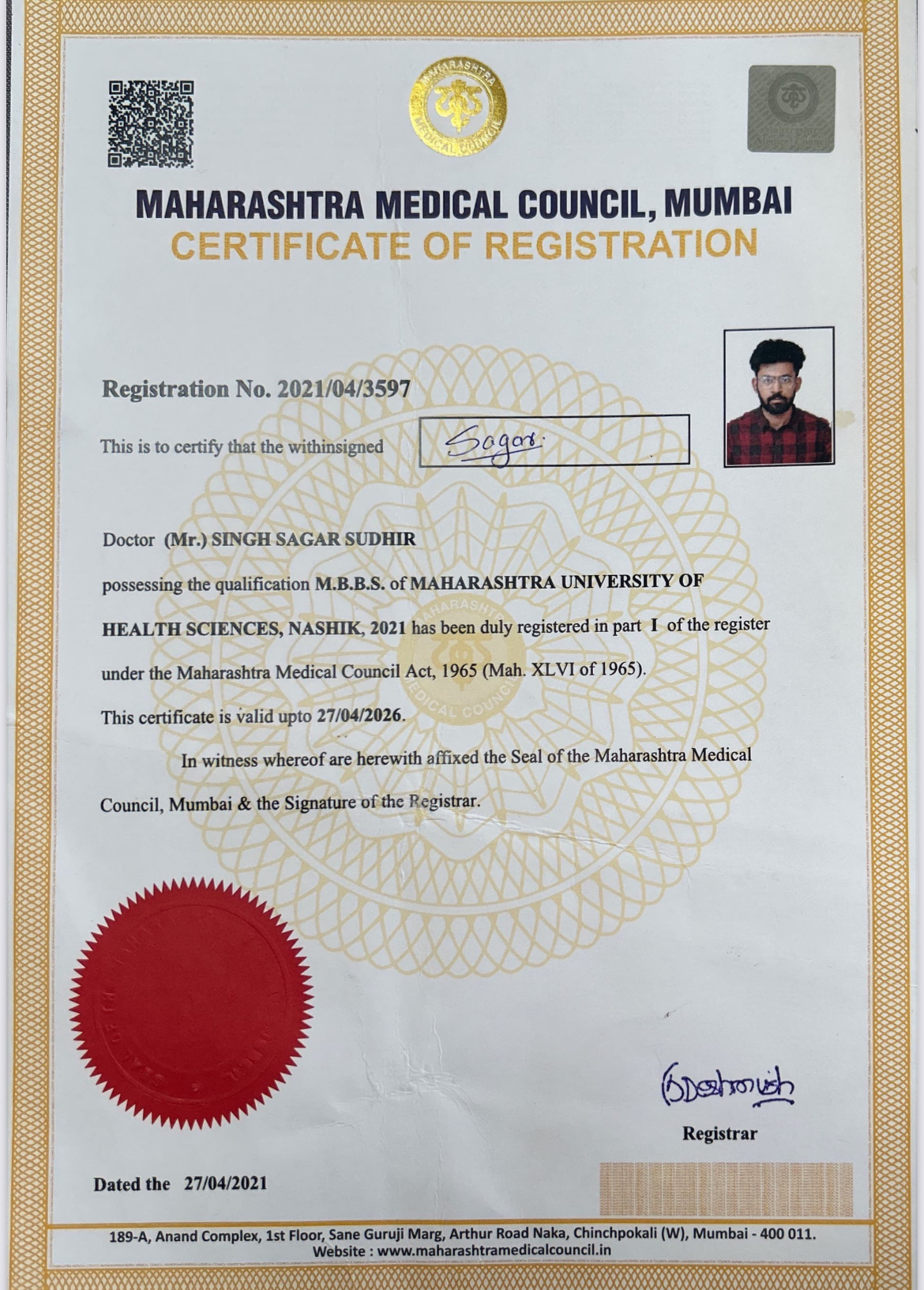 Doctor's certificate