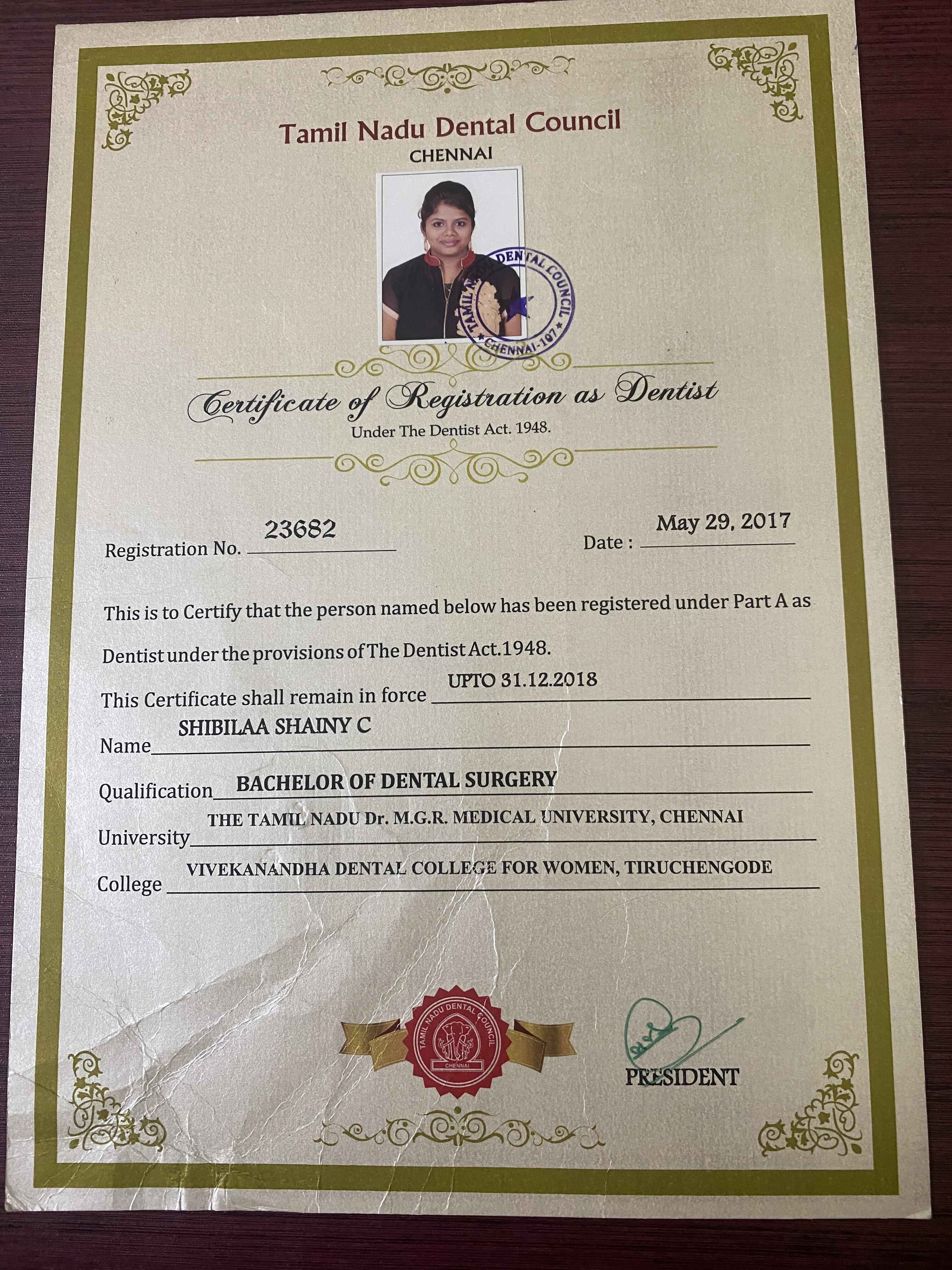 Doctor's certificate
