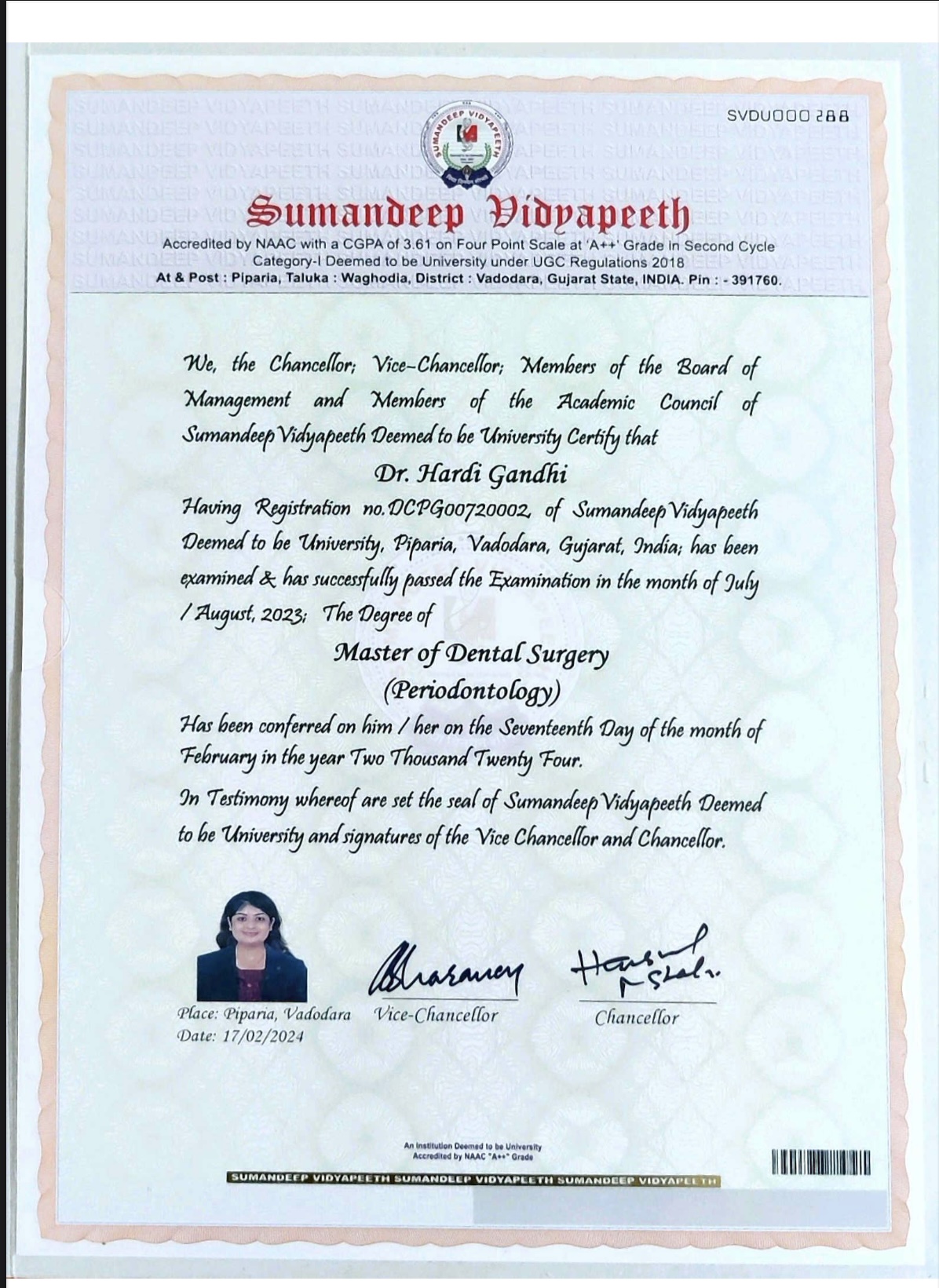 Doctor's certificate