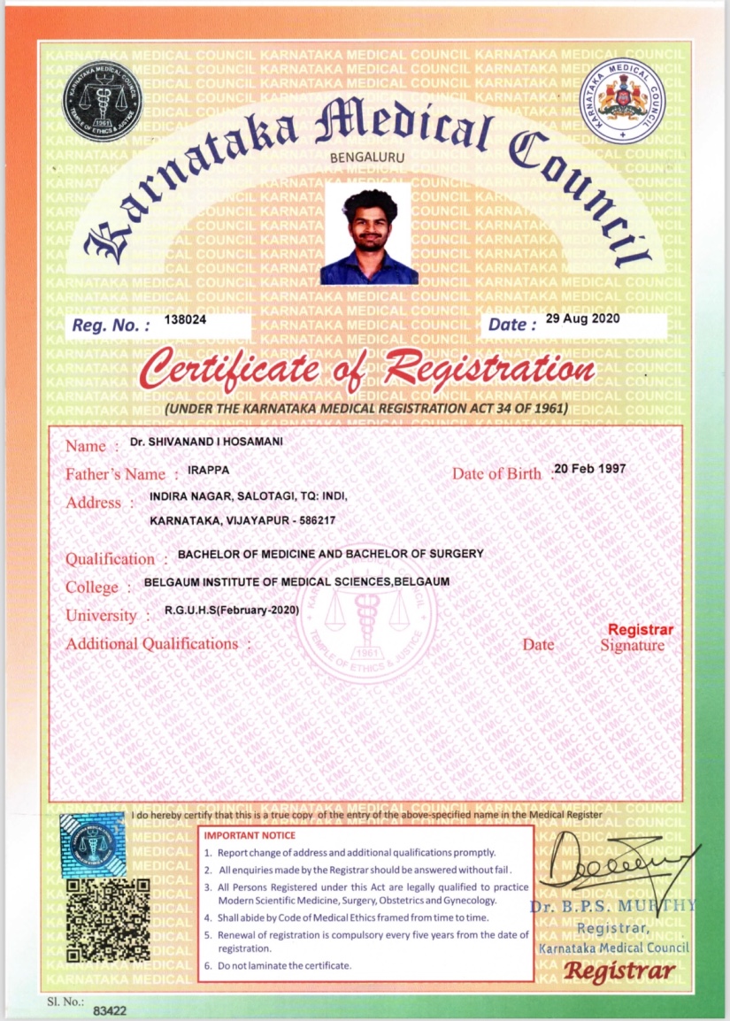 Doctor's certificate