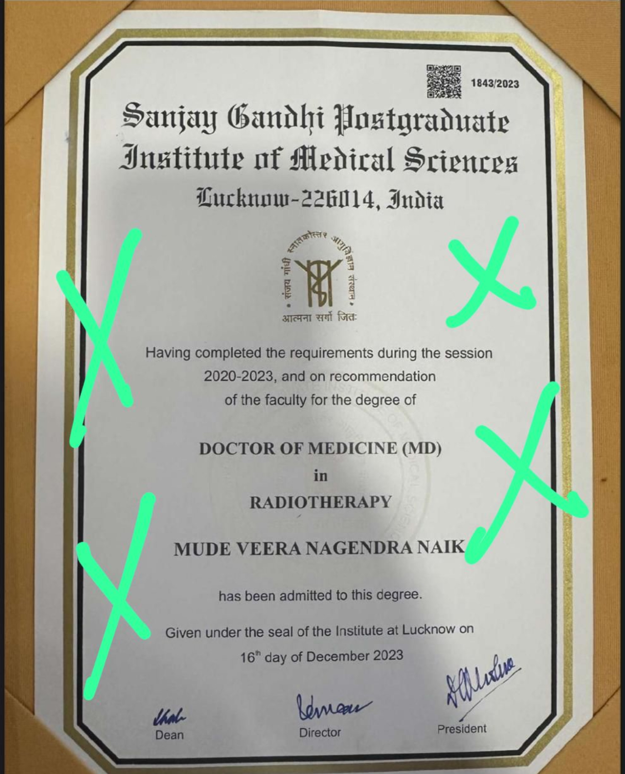 Doctor's certificate