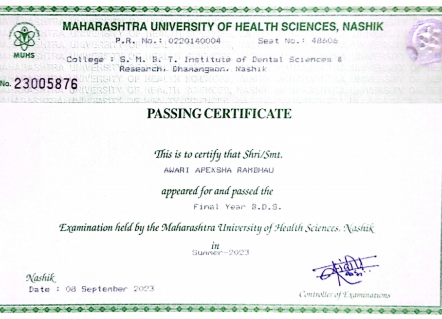 Doctor's certificate