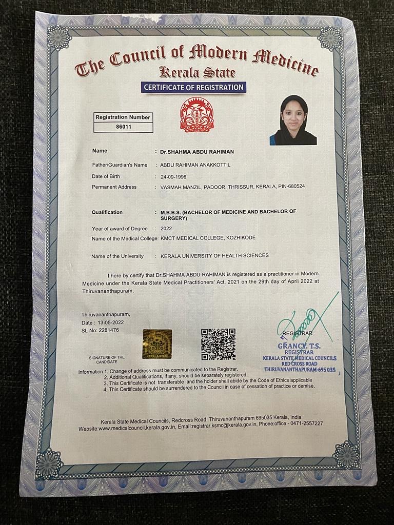 Doctor's certificate