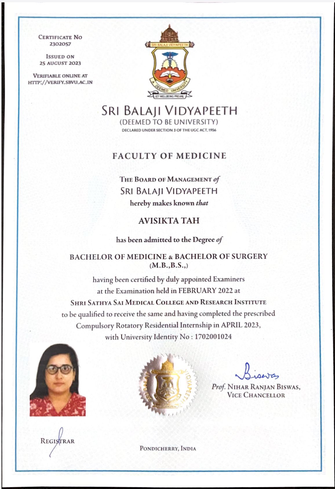 Doctor's certificate