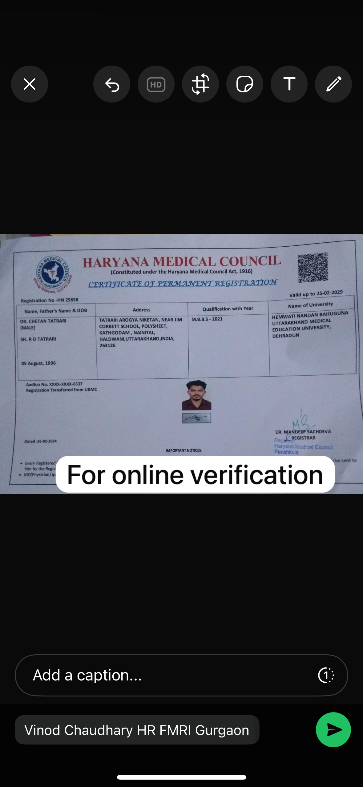 Doctor's certificate