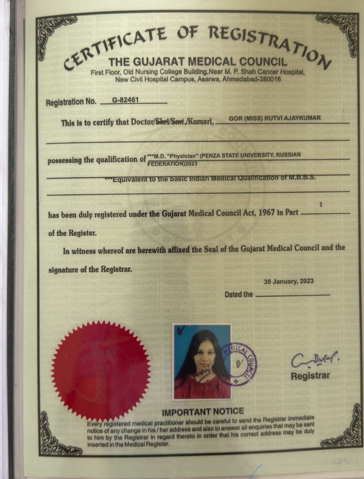 Doctor's certificate