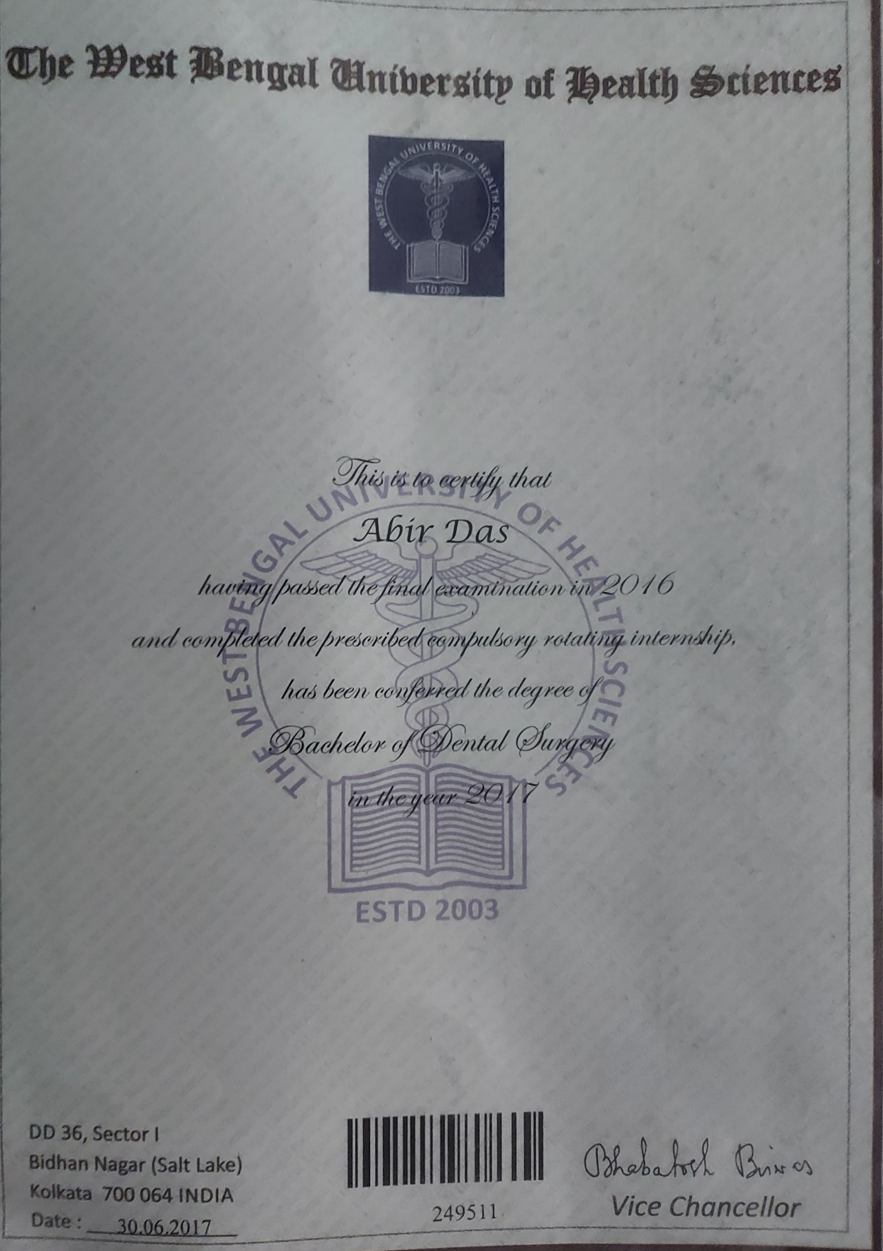 Doctor's certificate