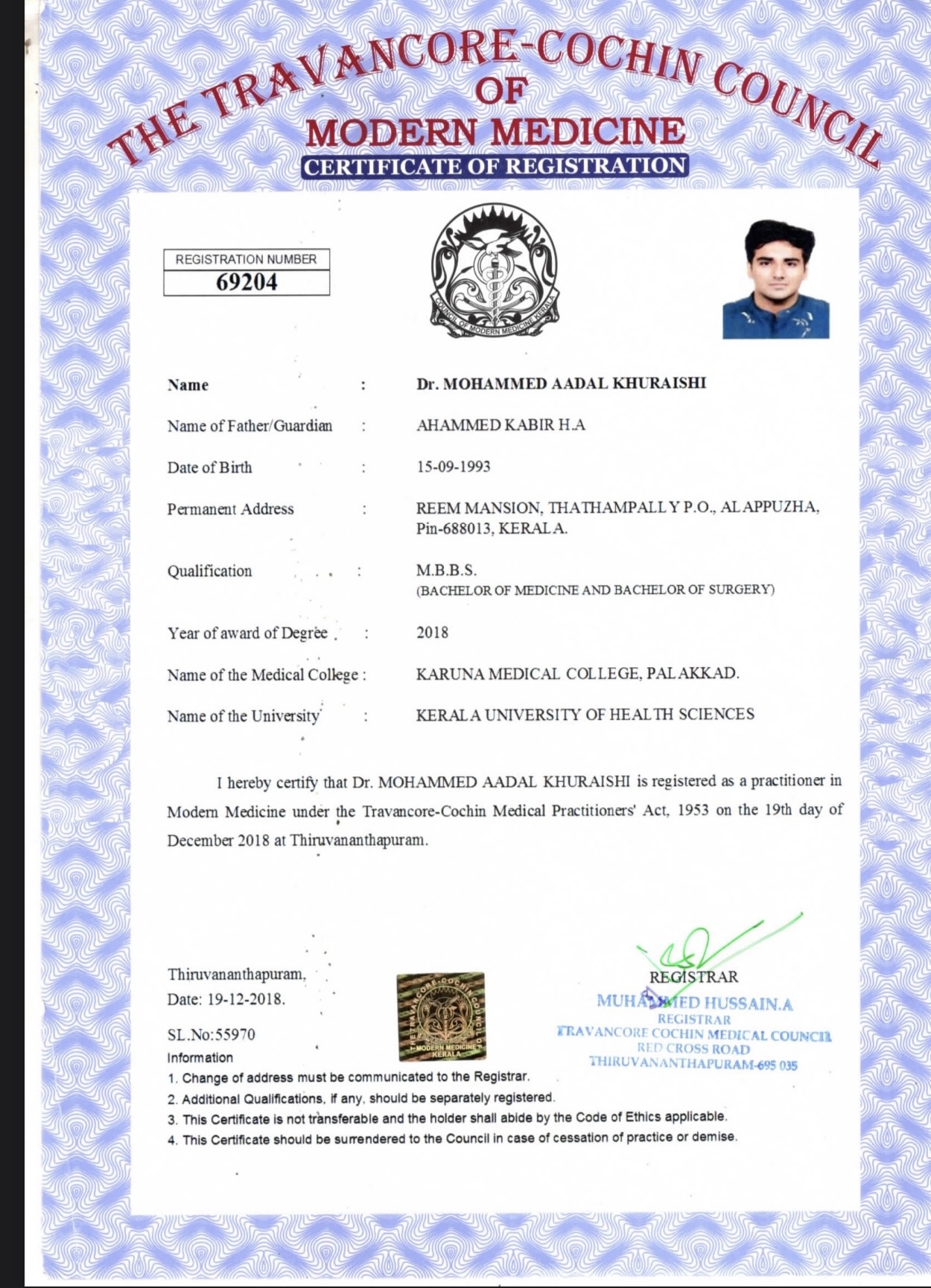 Doctor's certificate