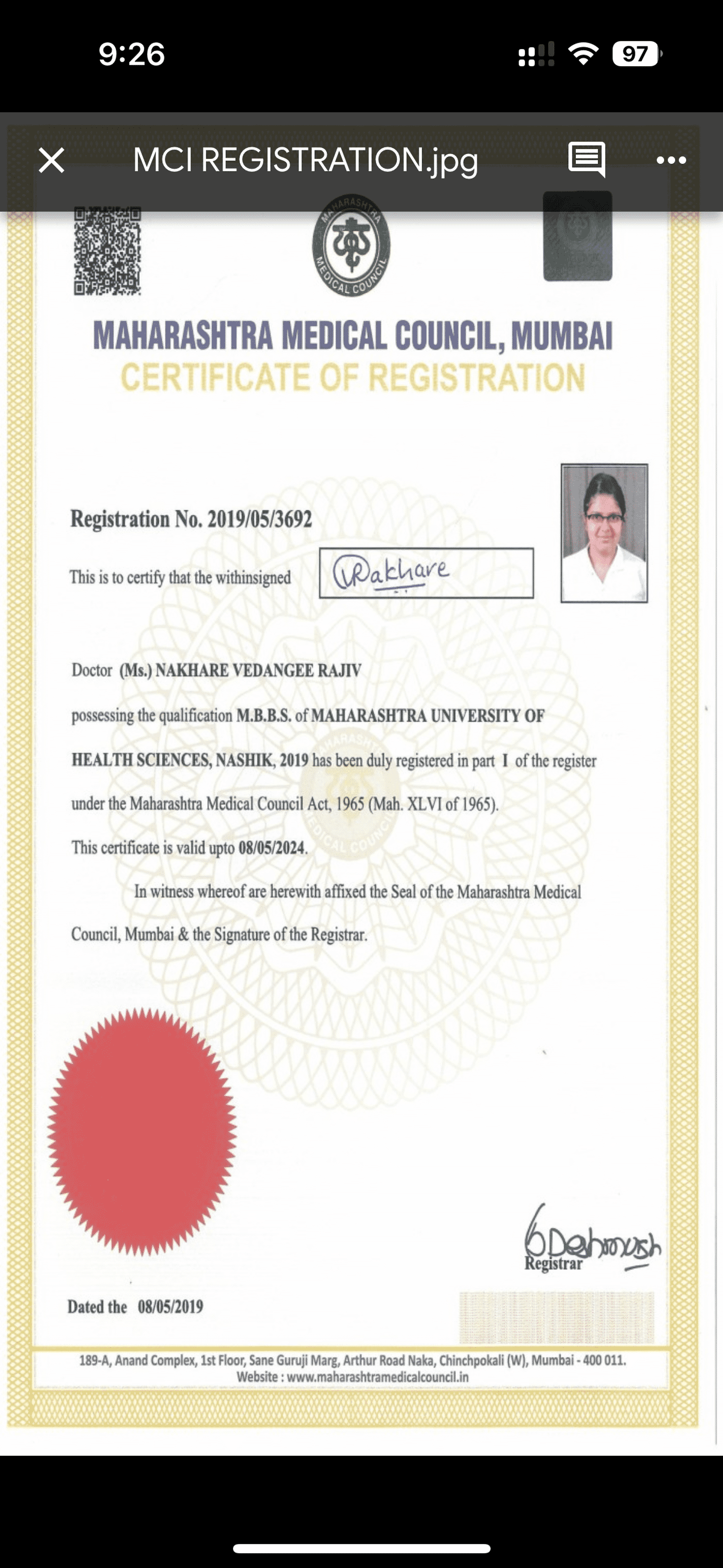 Doctor's certificate