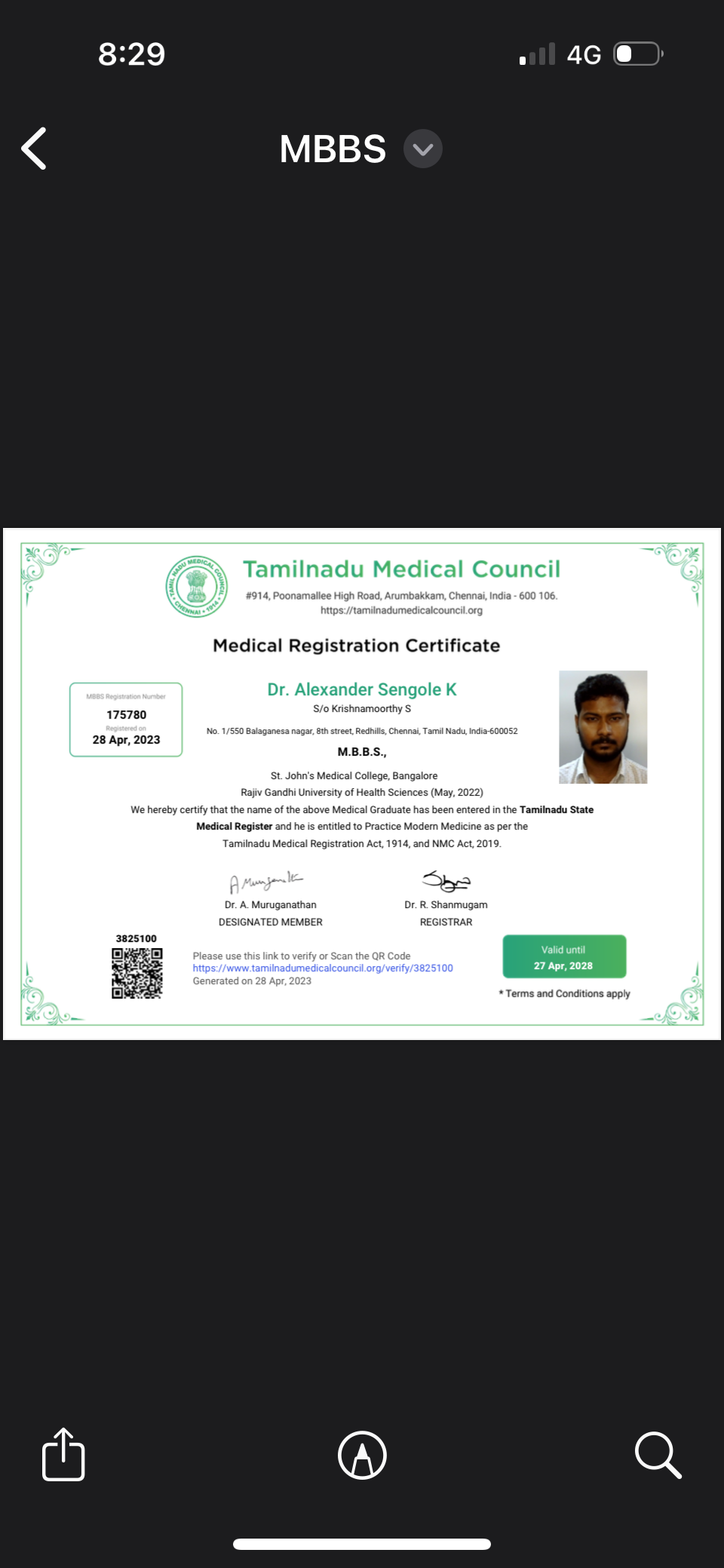 Doctor's certificate