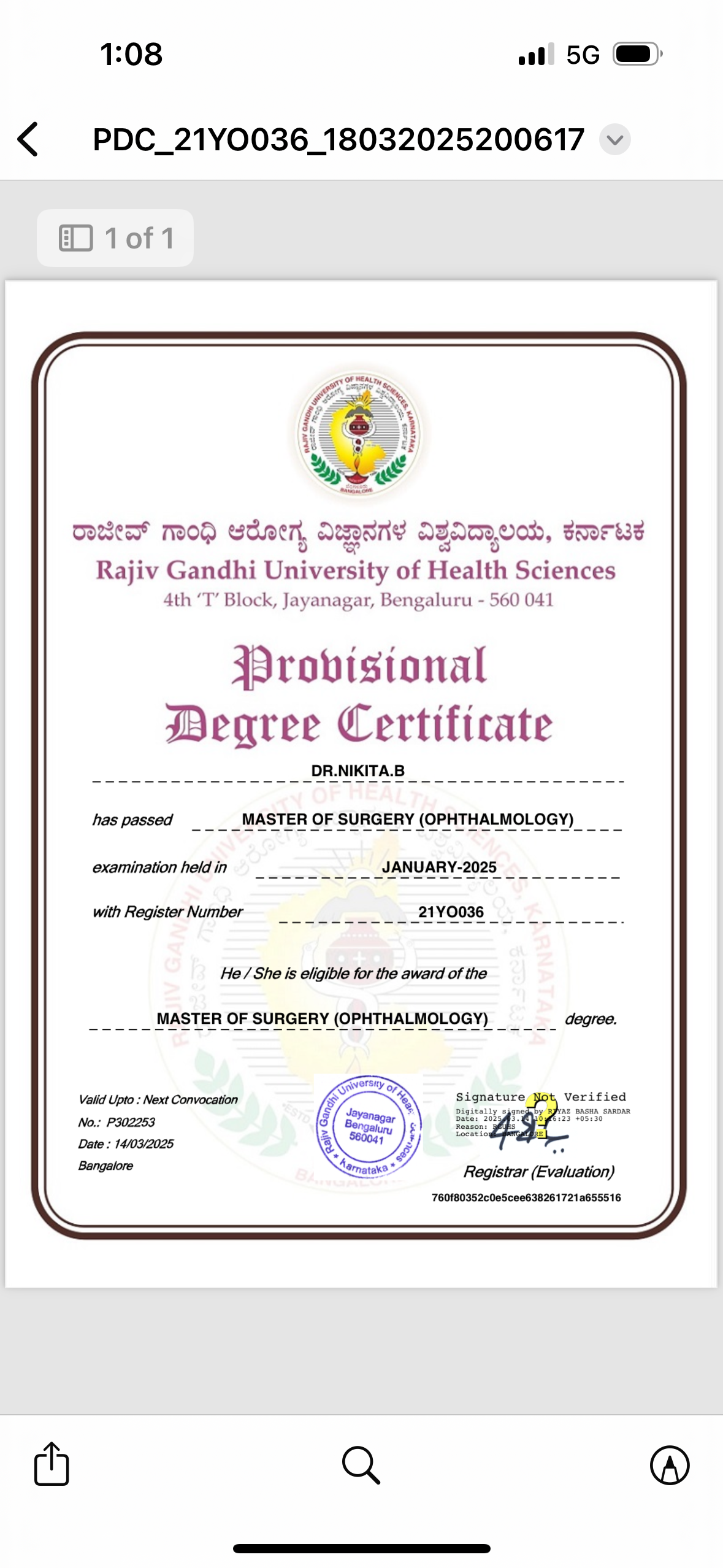 Doctor's certificate