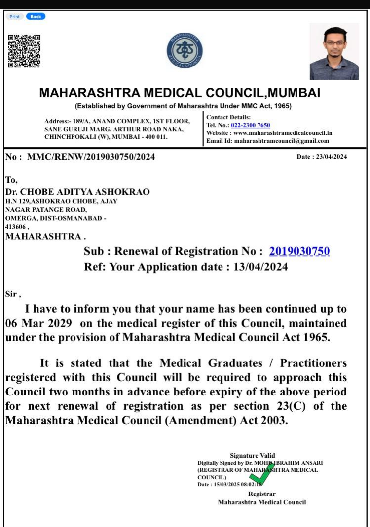 Doctor's certificate