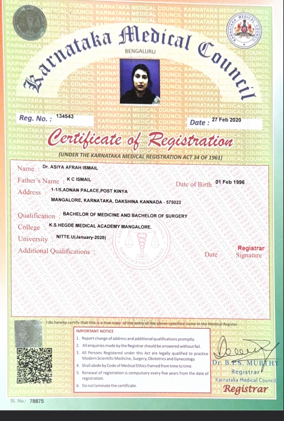 Doctor's certificate