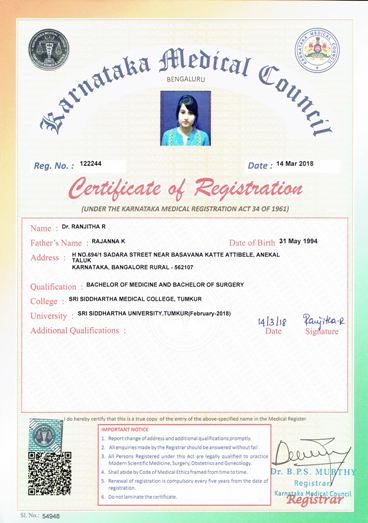 Doctor's certificate