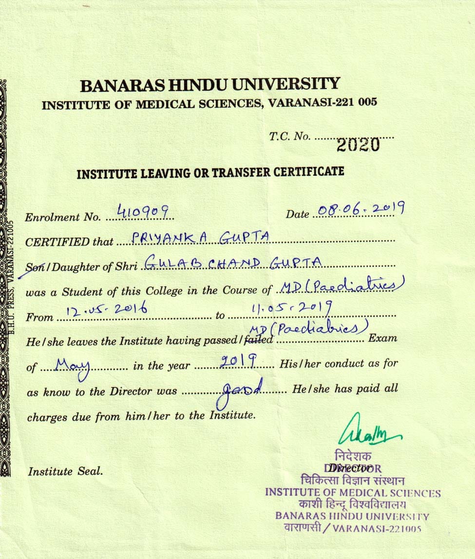 Doctor's certificate