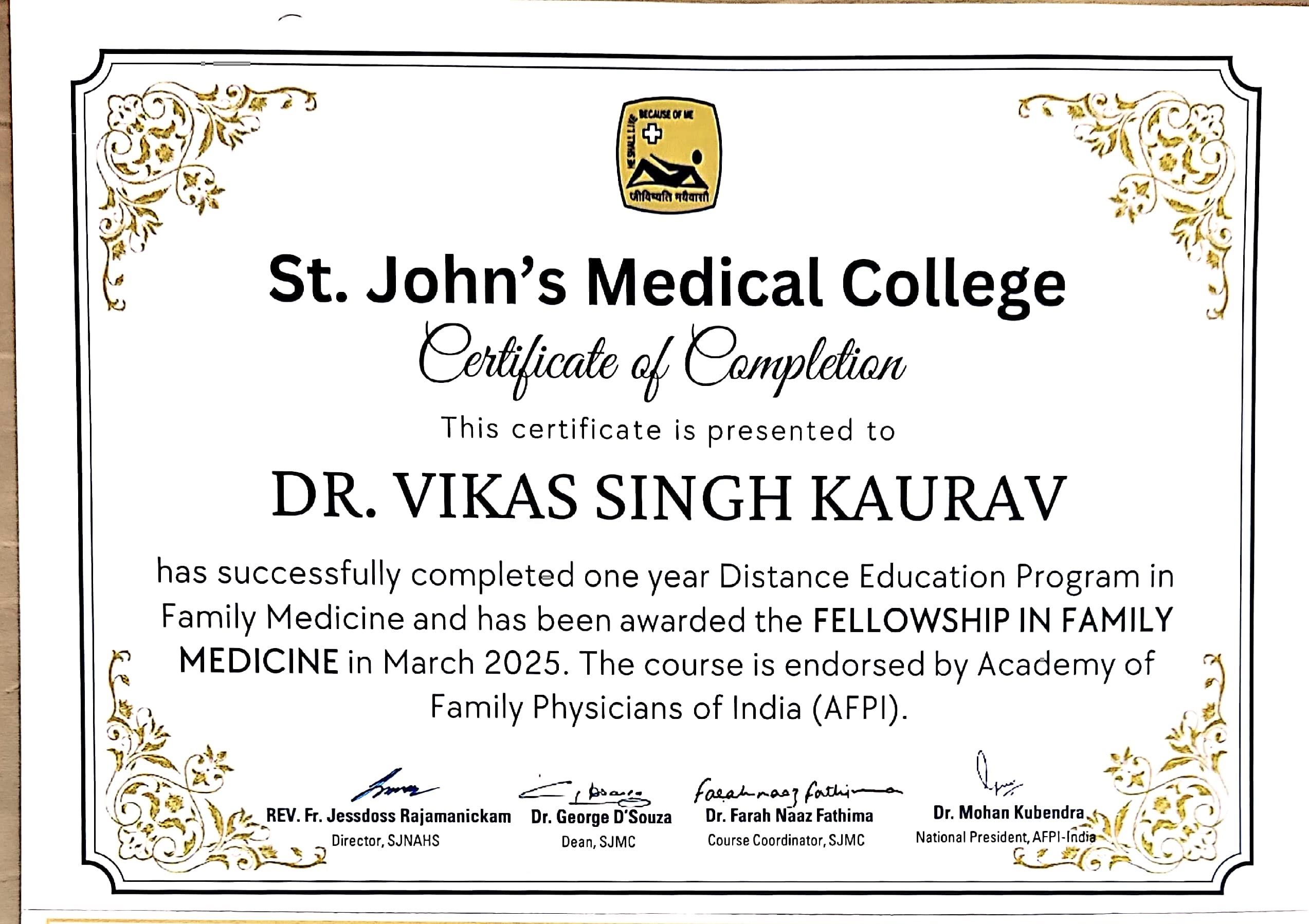 Doctor's certificate