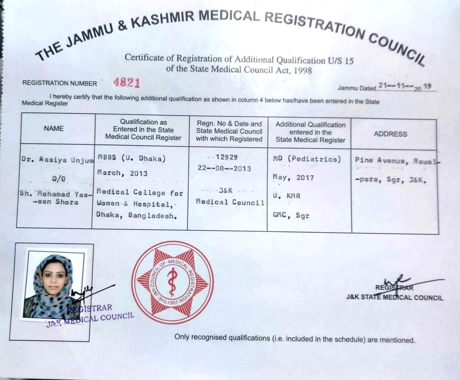 Doctor's certificate