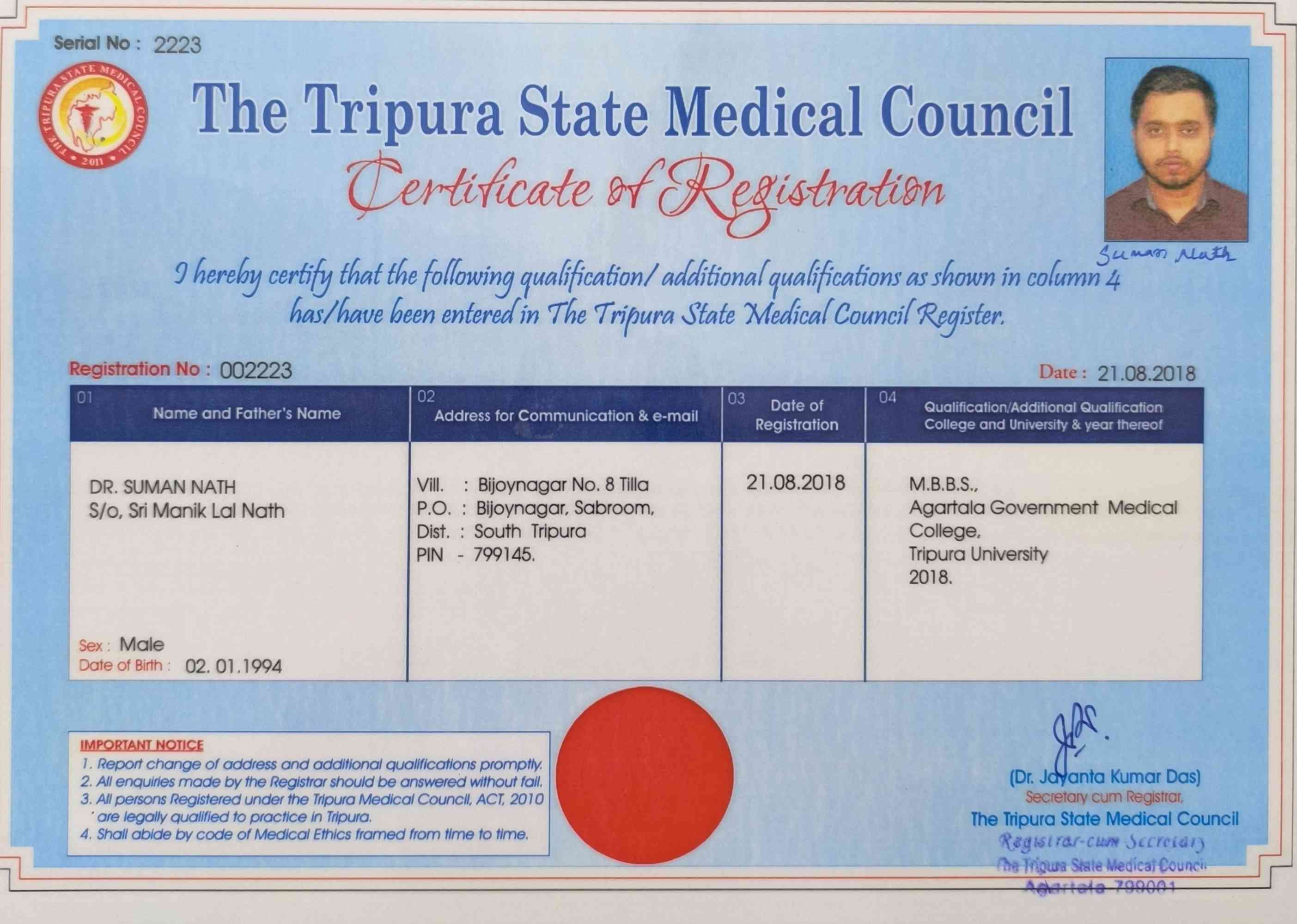 Doctor's certificate