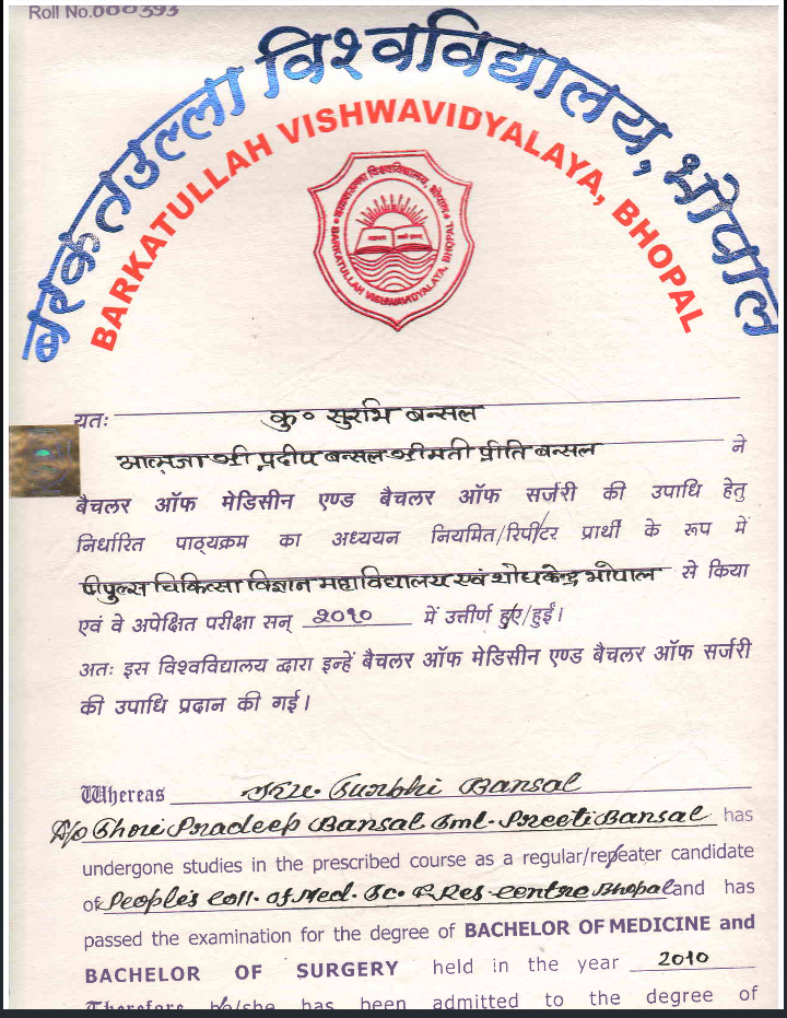 Doctor's certificate