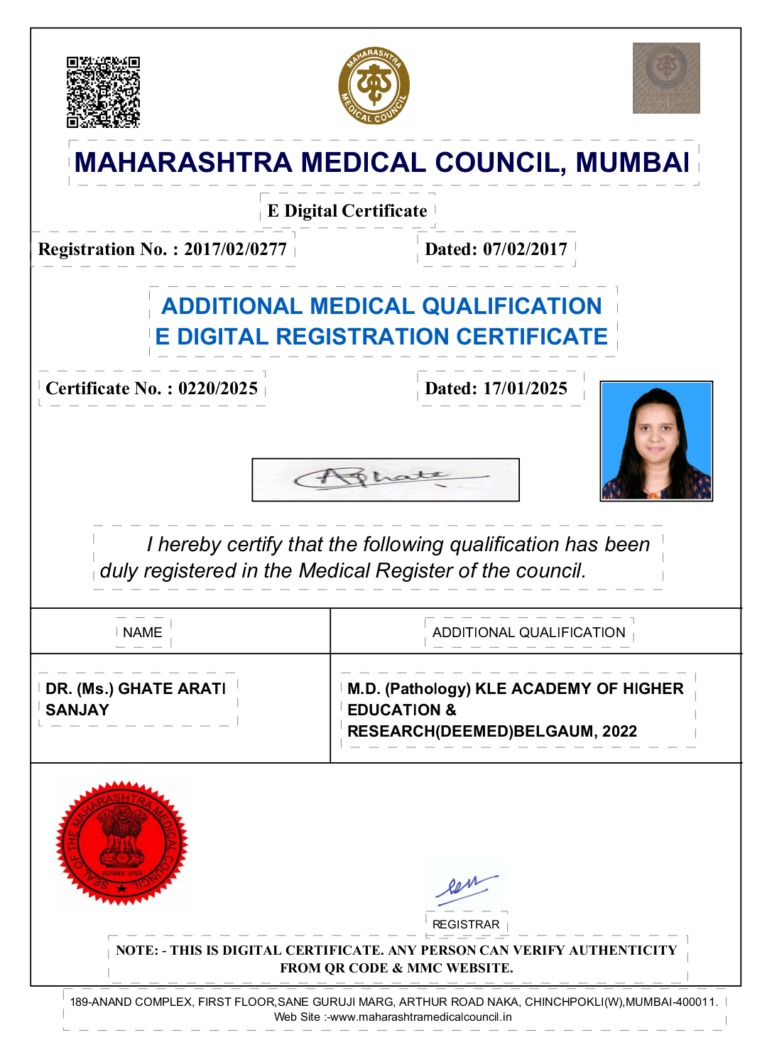Doctor's certificate