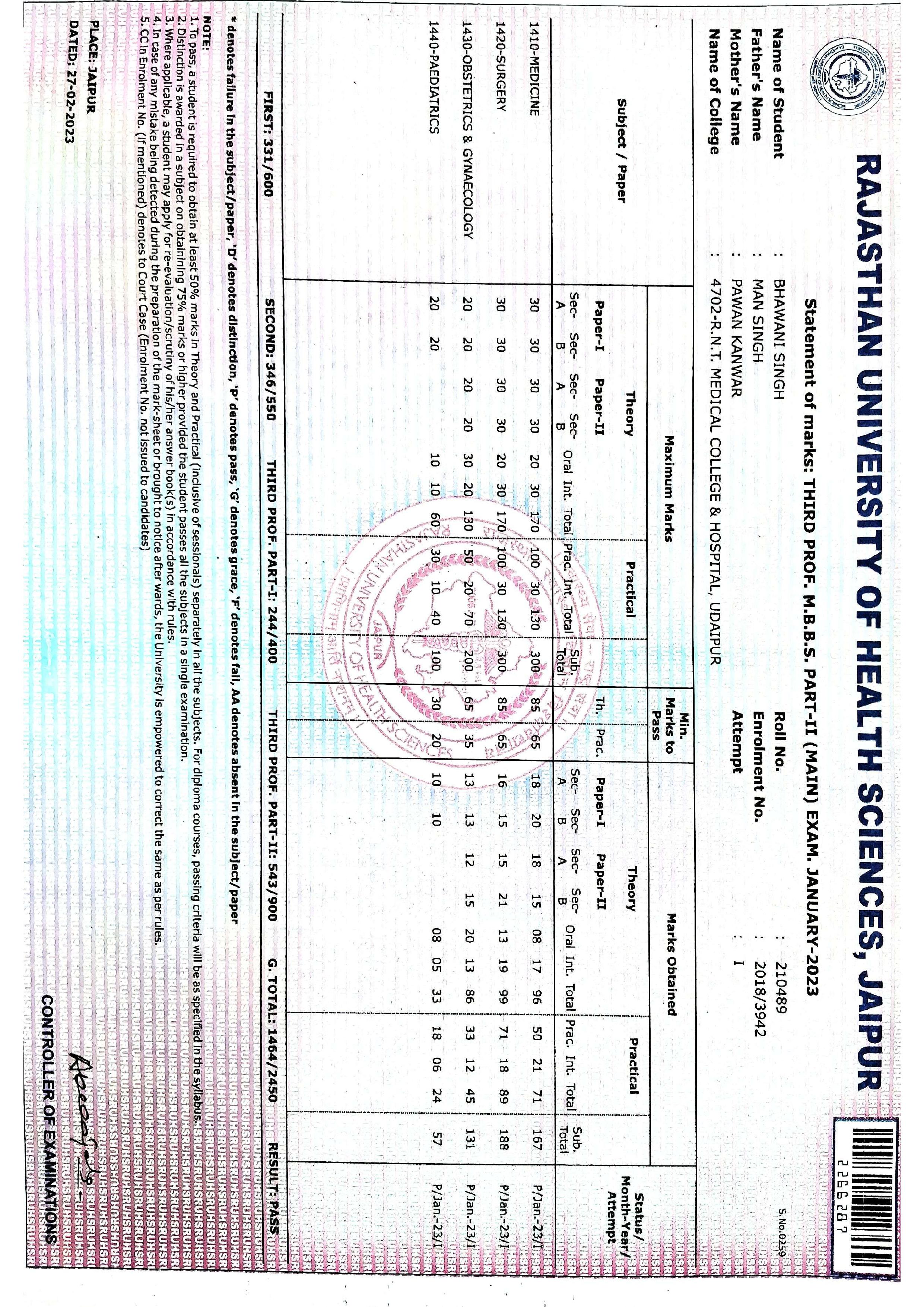 Doctor's certificate