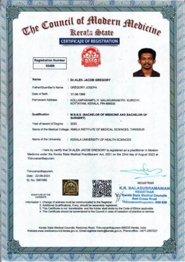 Doctor's certificate