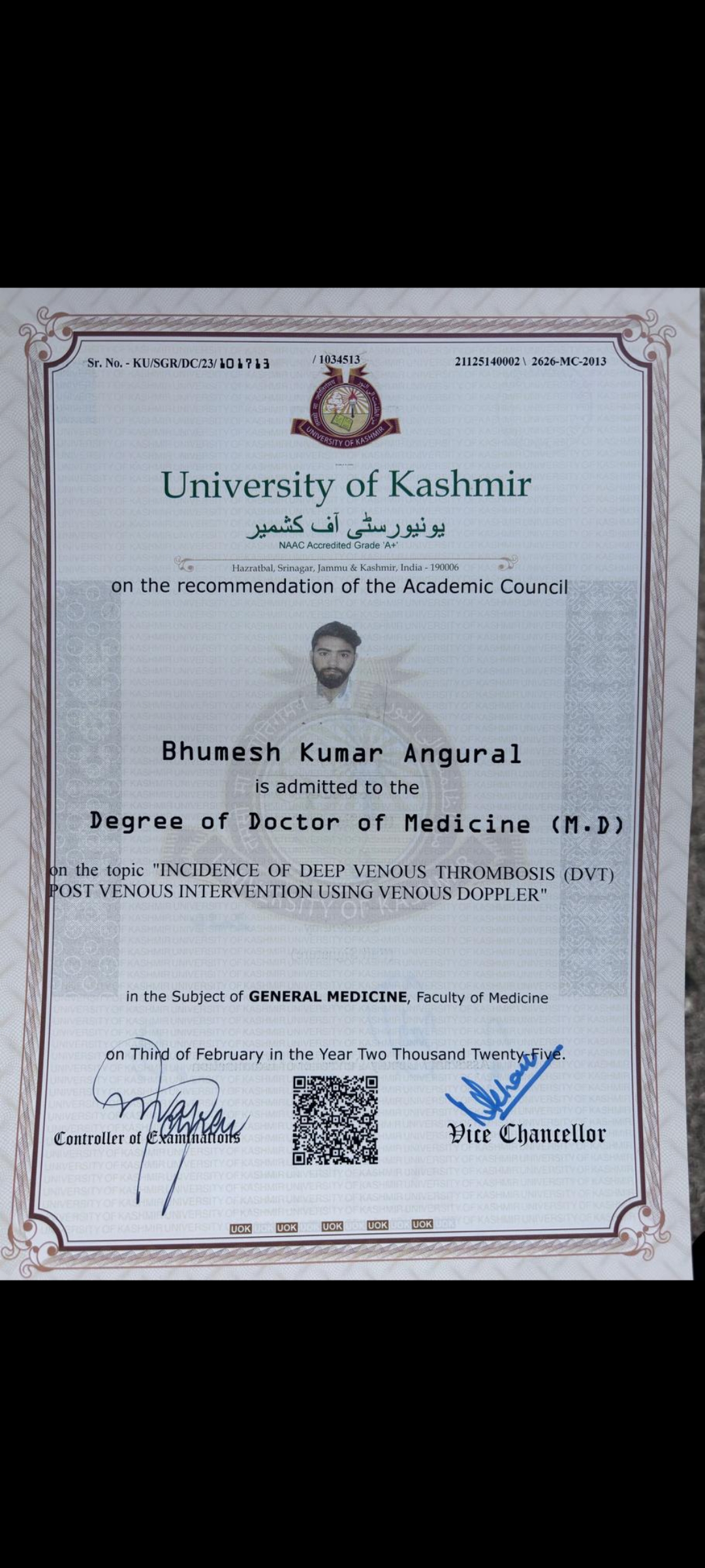 Doctor's certificate
