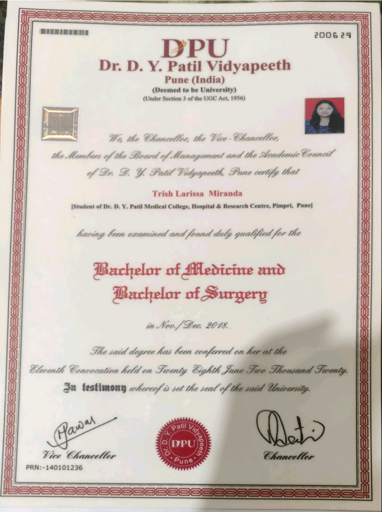 Doctor's certificate