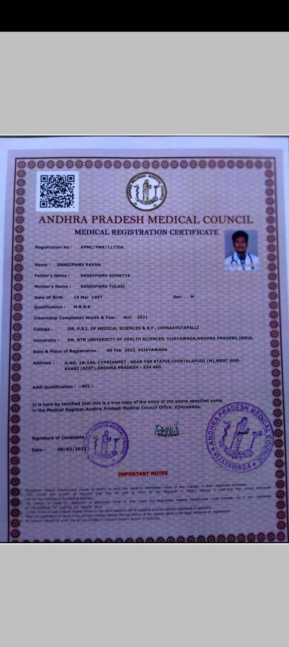Doctor's certificate
