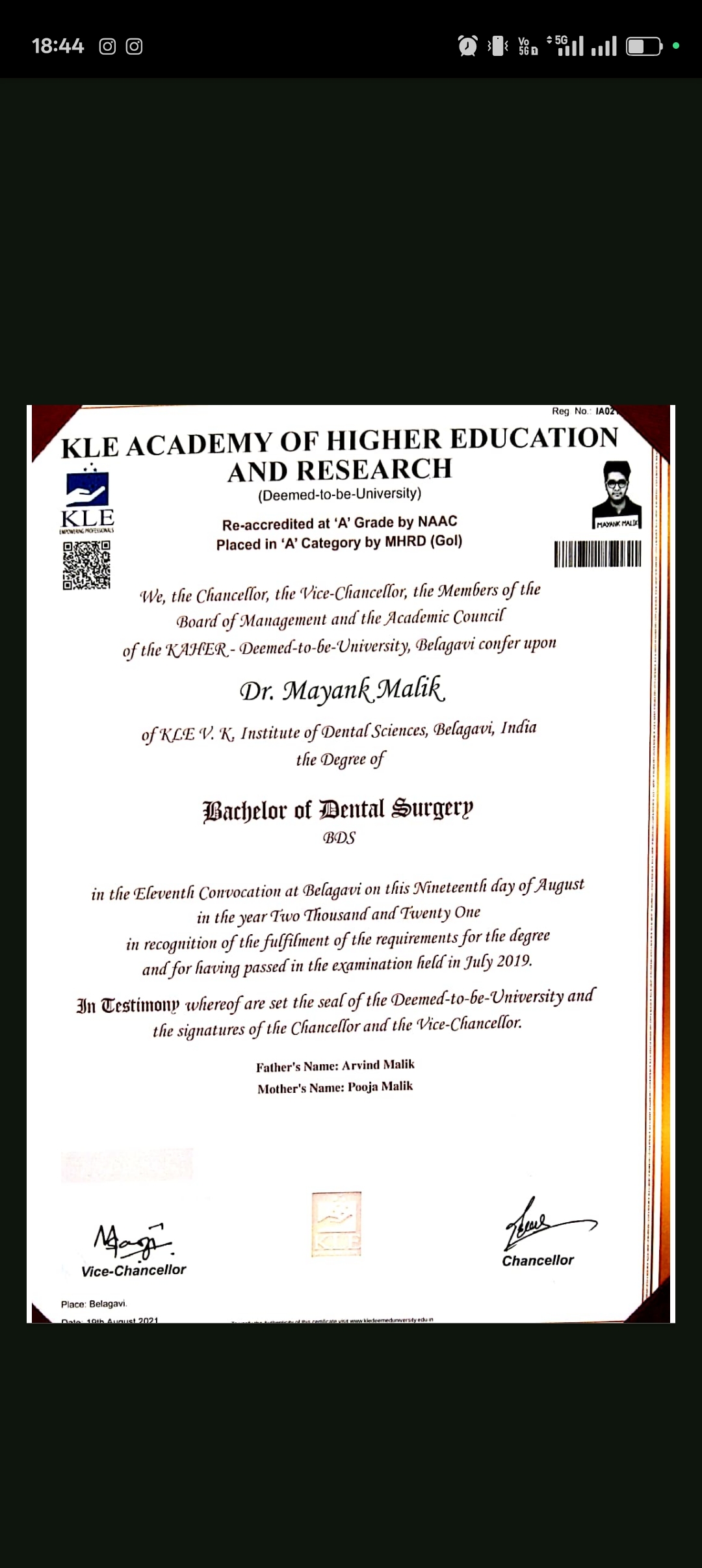 Doctor's certificate