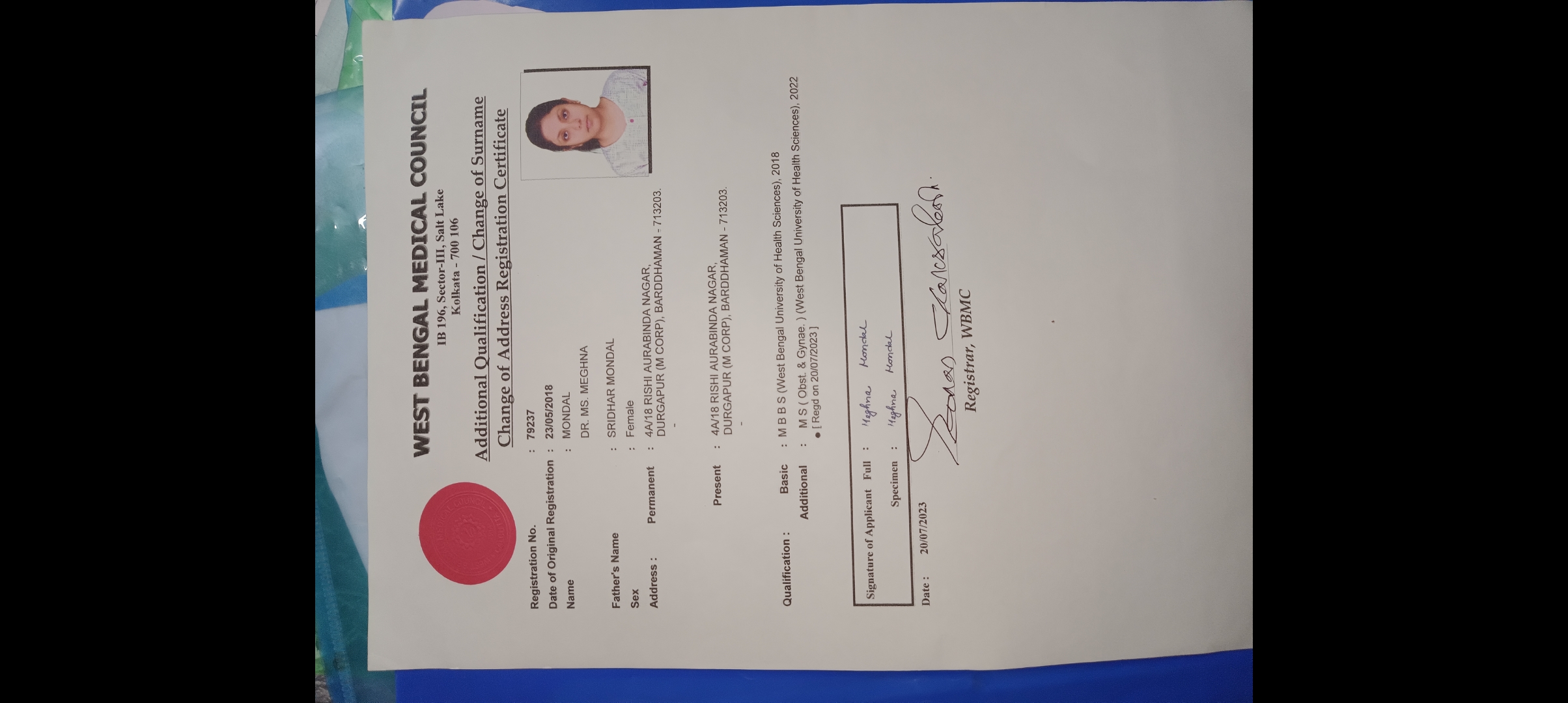 Doctor's certificate