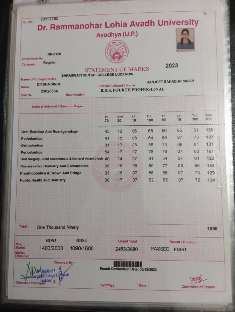 Doctor's certificate