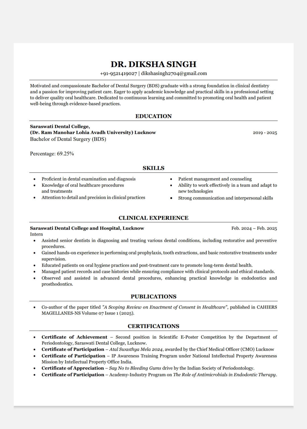 Doctor's certificate