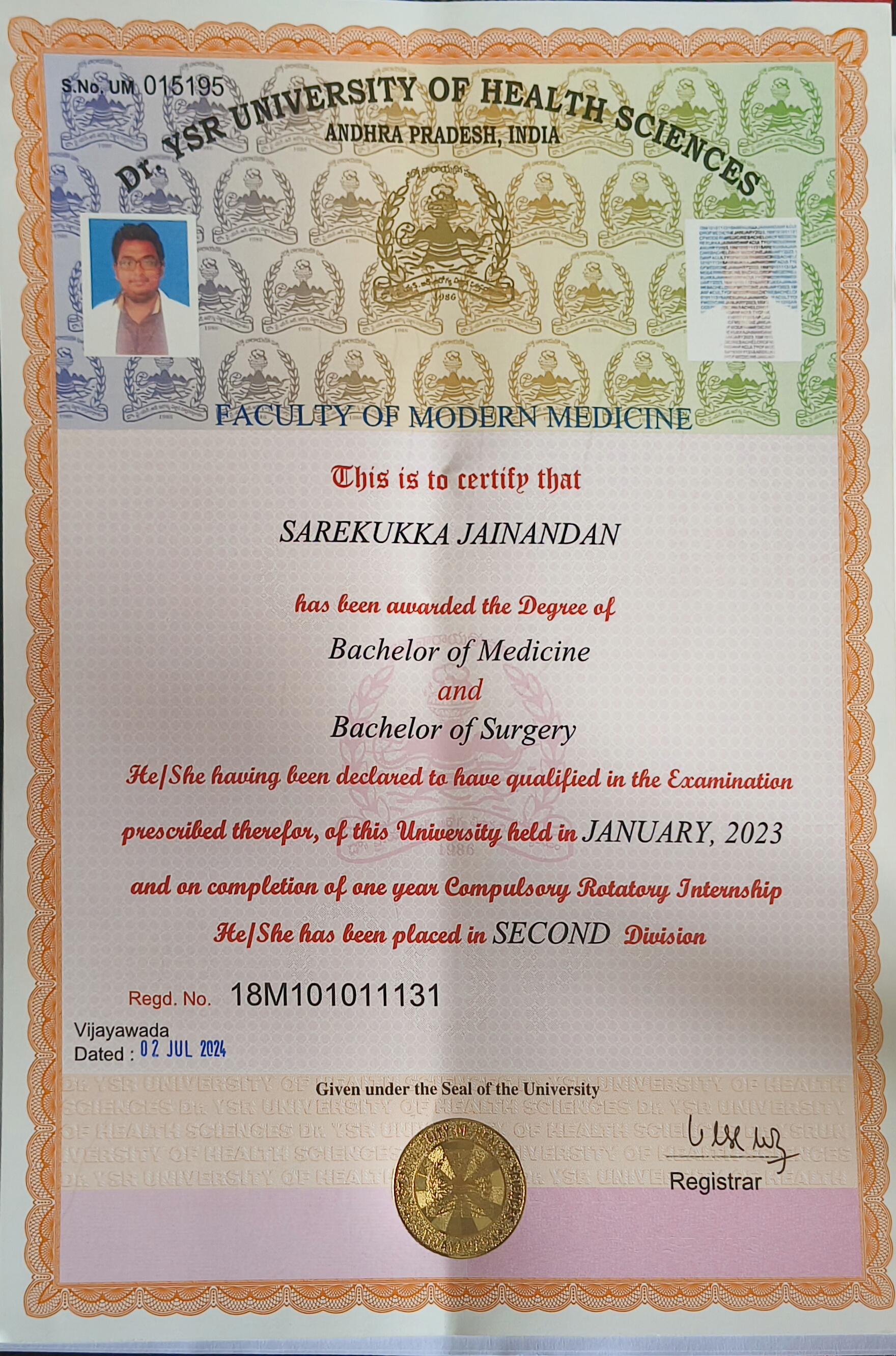Doctor's certificate