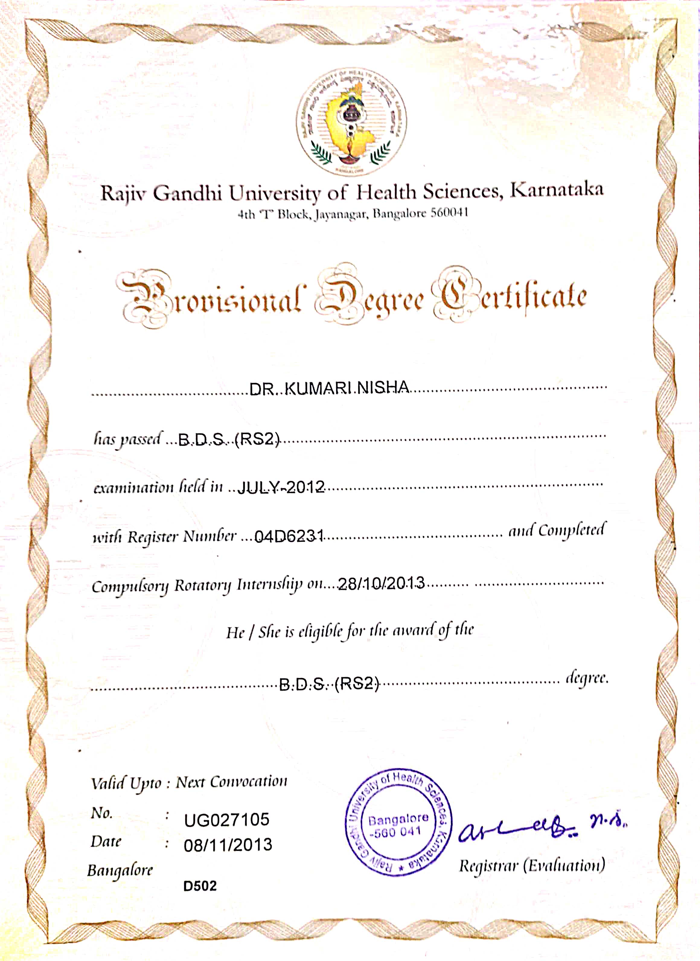 Doctor's certificate